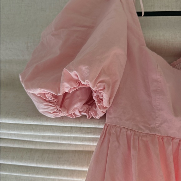 Maeve Square-Neck Pink Puff Sleeve Mini Dress - Picture 5 of 7